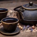 Black cast iron teapot